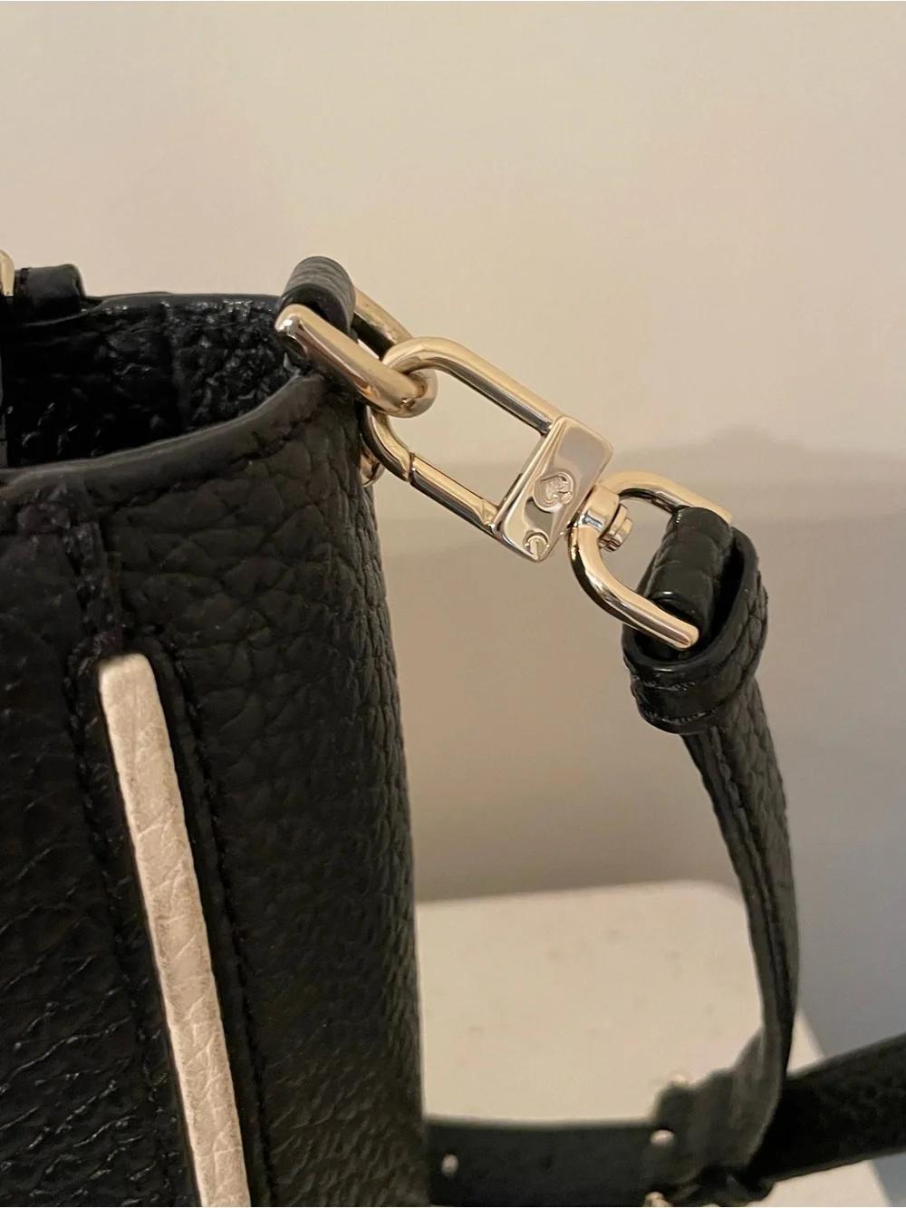 kate spade Black Pebbled Leather Satchel with Gold Accents